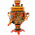 Набор самовар электрический 3л желудь с художественной росписью "Хохлома - Клубника", поднос, заварочный чайник