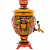 Набор самовар электрический 3л желудь с художественной росписью "Хохлома - Клубника", поднос, заварочный чайник